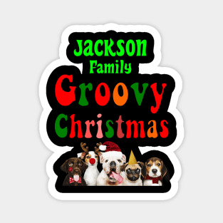 Family Christmas - Groovy Christmas JACKSON family, family christmas t shirt, family pjama t shirt Magnet