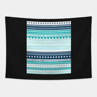 Blue Aqua White tribal pattern Tapestry