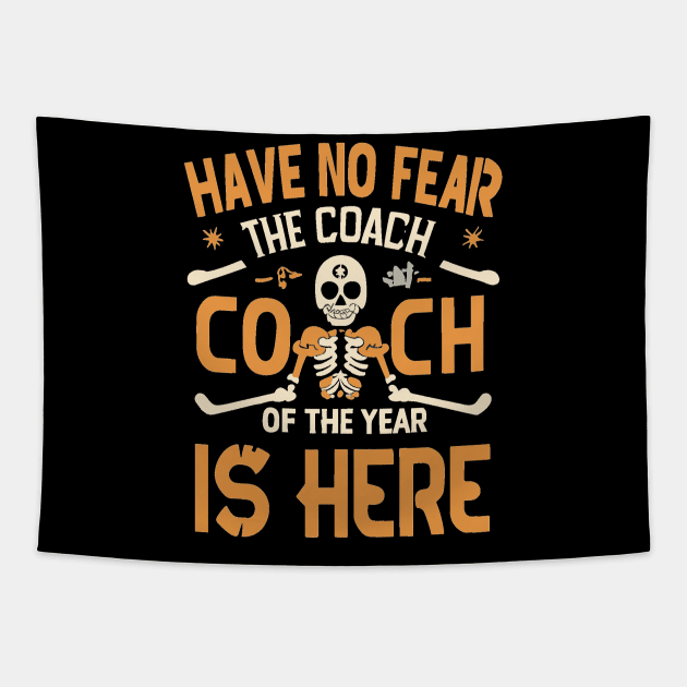 Skeleton Ice Hockey Coach of the year coaching Dad coach Tapestry by rhazi mode plagget