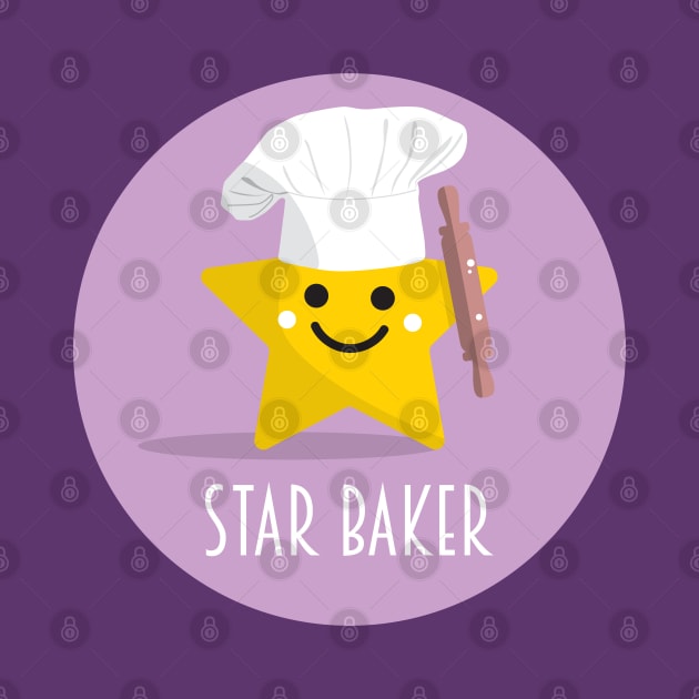 Cute Star Baker with Rolling Pin - Lilac by VicEllisArt