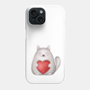 Cute Cat With Heart Phone Case