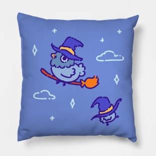 Pigeon flying on a broom Pillow