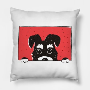 Peeking schnauzer dog Pillow