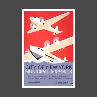 Vintage City of New York Airports WPA Poster T-Shirt