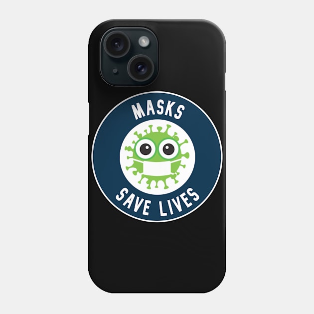 Masks Save Lives with Green Virus Logo Phone Case by tropicalteesshop