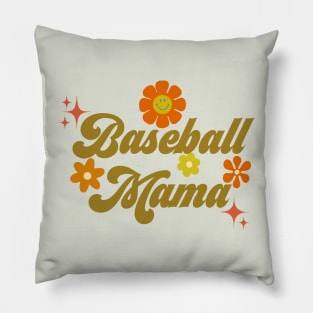 Baseball Mama - 70s style - green Pillow