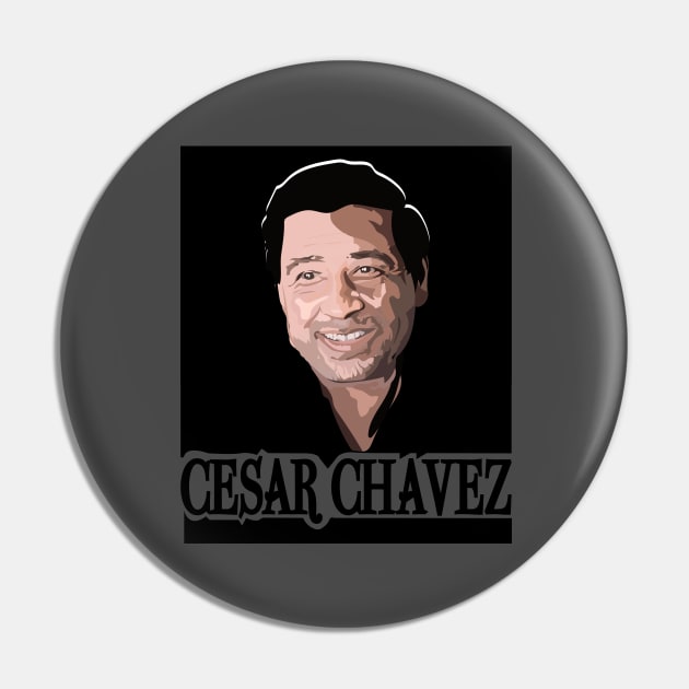 Cesar Chavez Black & White Pin by WaltTheAdobeGuy