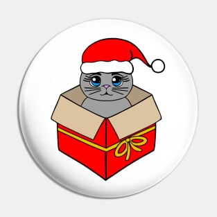 MEOWY Christmas Funny Cat Christmas Present Pin