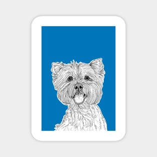 West Highland Terrier Dog Portrait ( blue background ) Magnet