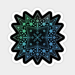 Starburst Gradient Mandala blue-green Magnet