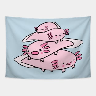 Cute axolotls pile Tapestry