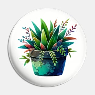 Watercolor plant sticker Pin