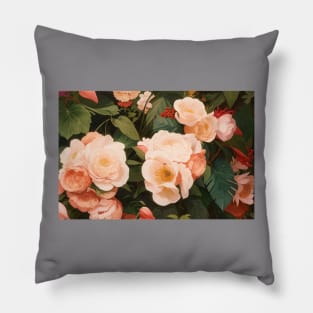 Green Pinkish Flowers Pillow