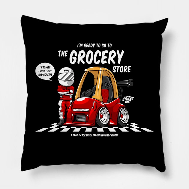 KIDS SHOOPING CART - PAPAYA STREETART Pillow by papayastreetart