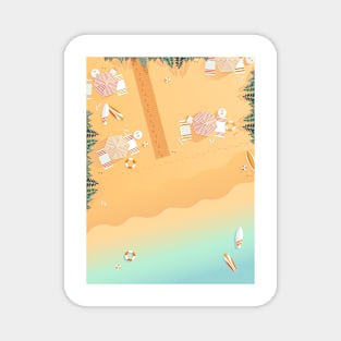 Beach, top view, summer accessories illustration Magnet