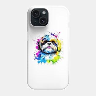 Colorful Shih Tzu Splatter Art - Adorable Canine Delight Phone Case