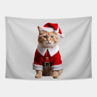 Funny Ugly Christmas Sweater Santa Claus Kitty Cat Tapestry