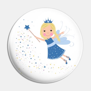 Cute fairytale blue stars shining Pin