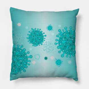 Green turquoise corona virus infection vector Pillow