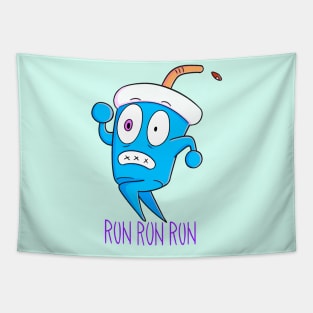 Soda running, funny fast food design "RUN RUN RUN" Tapestry