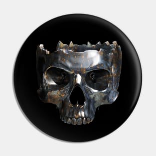 half Metal skull with rust Pin