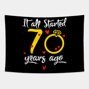 Wedding Anniversary 70 Years Together Golden Family Marriage Gift For Husband And Wife Tapestry