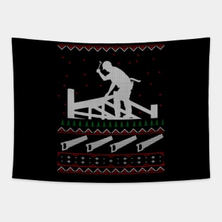 Carpenter Ugly Christmas Sweater Gift Ideas Tapestry