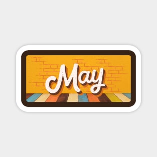 May Month Retro Text Magnet