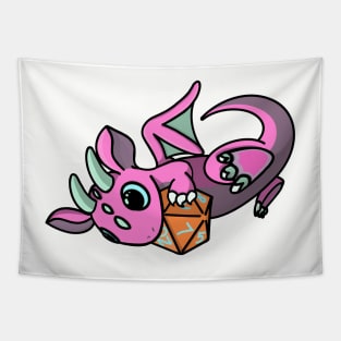 Flying Cute Pink and Orange Dice Goblin Dragon Baby Tapestry