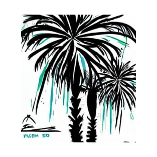 Palm Trees Black And White Spray Paint Summertee T-Shirt