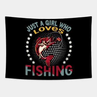 just girl who  loves  fishing Tapestry