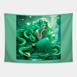 Fantasy girl with the green snake Tapestry