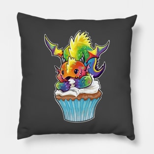 Cupcake dragon rainbow Pillow