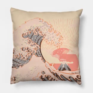 The great wave off kanagawa at sunrise Pillow