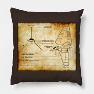 Diplomatic Shuttle Parchment Blueprint Pillow