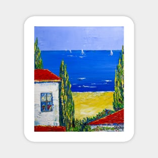 House with cypress trees. Catalonia Magnet