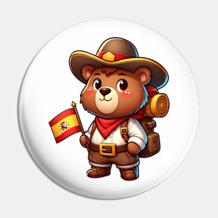 Cute traveling cowboy bear Pin