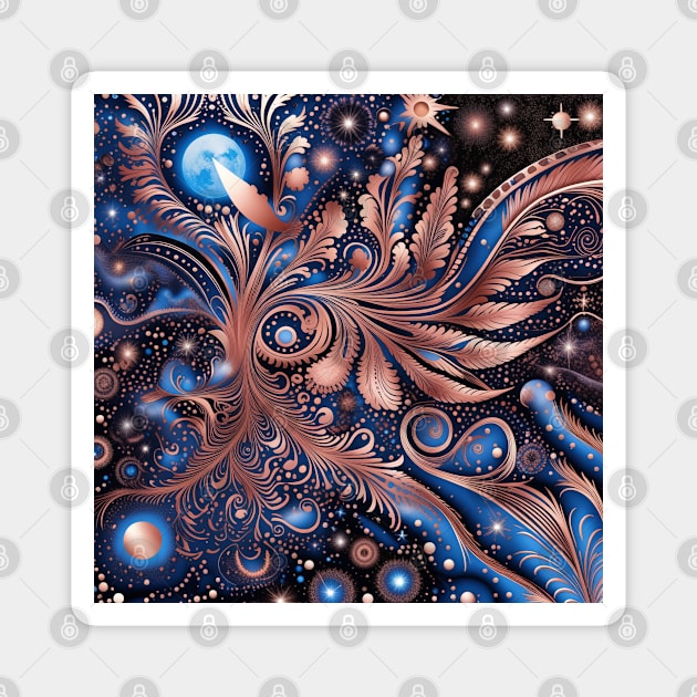 Other Worldly Designs- nebulas, stars, galaxies, planets with feathers Magnet by BirdsnStuff