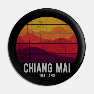 Vintage Chiang Mai Thailand Mountain Sunset Thai Pin