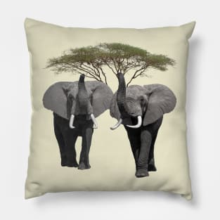 Elephants with a tree on safari in Kenya / Afrika Pillow