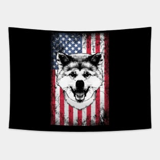 Patriotic Shiba Inu American Flag Tapestry