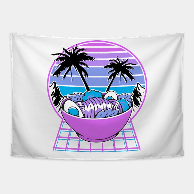 Ramen Bowl 90s Retrowave Synthwave Pastel Goth Tapestry by Kuehni