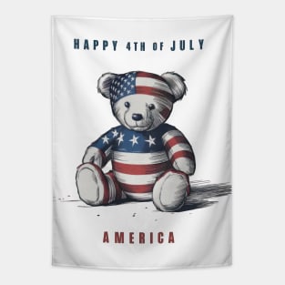 Patriotic Teddy Bear - Happy 4th of July Tapestry