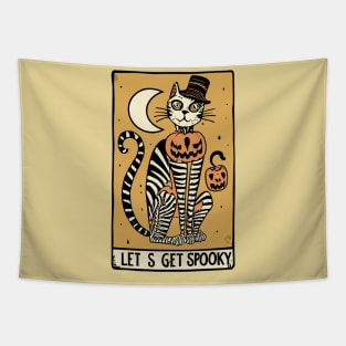 halloween cat 'let's get spooky' Tapestry