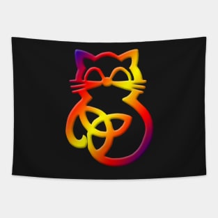 Rainbow Trinity Knot Celtic Cat Tapestry