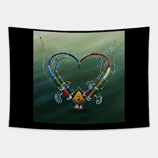 Water Hearts Of Love With Fishing Poles 2 Tapestry