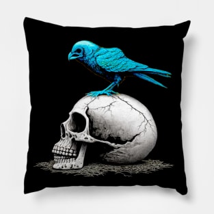 The Blue Bird Social Media is Dead to Me, No. 4 on a Dark Background Pillow