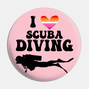 I Heart Scuba (Lesbian Flag) Pin