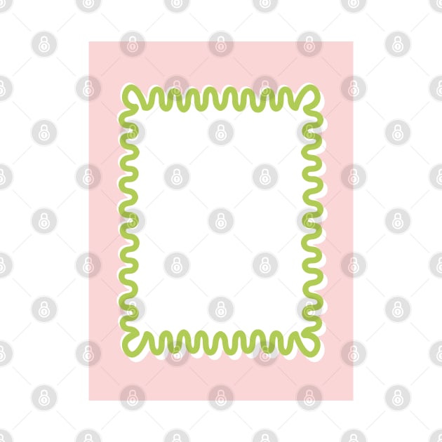 Wavy Lines - White Pink Green by Colorable