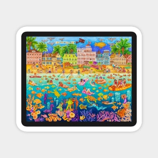 tropical swim beach party Magnet